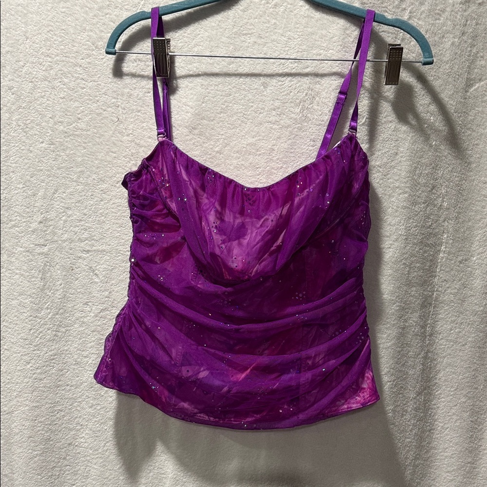 Y2K Victoria Secrets Purple Sparkle Cowl Neck Camisole